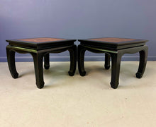 Load image into Gallery viewer, Century Ebonized Pair of Pagoda End Tables with A Burl Top Chin Hua Collection