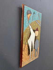 Mid-Century Ceramic Tile Wall Plaque of Don Quixote by Danos, Greece, 1960s