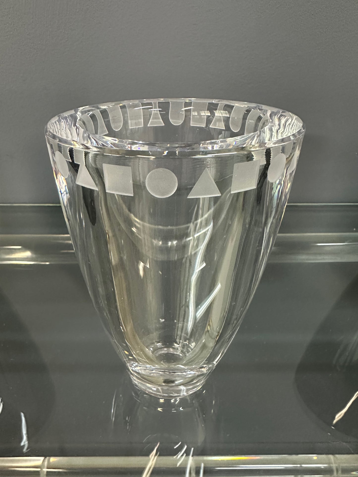 SOLD – Trio of Etched Crystal Vases by Ward Bennett for Sasaki