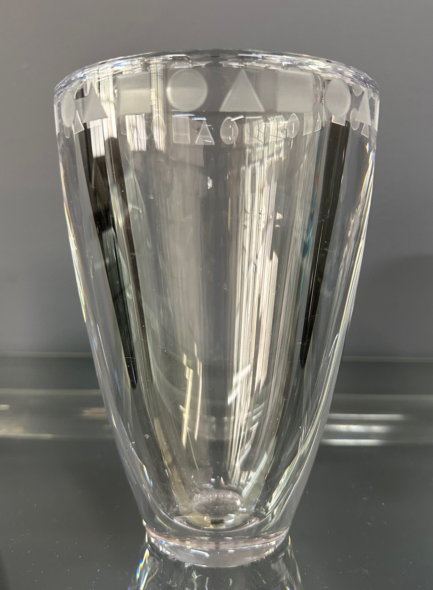 SOLD – Trio of Etched Crystal Vases by Ward Bennett for Sasaki