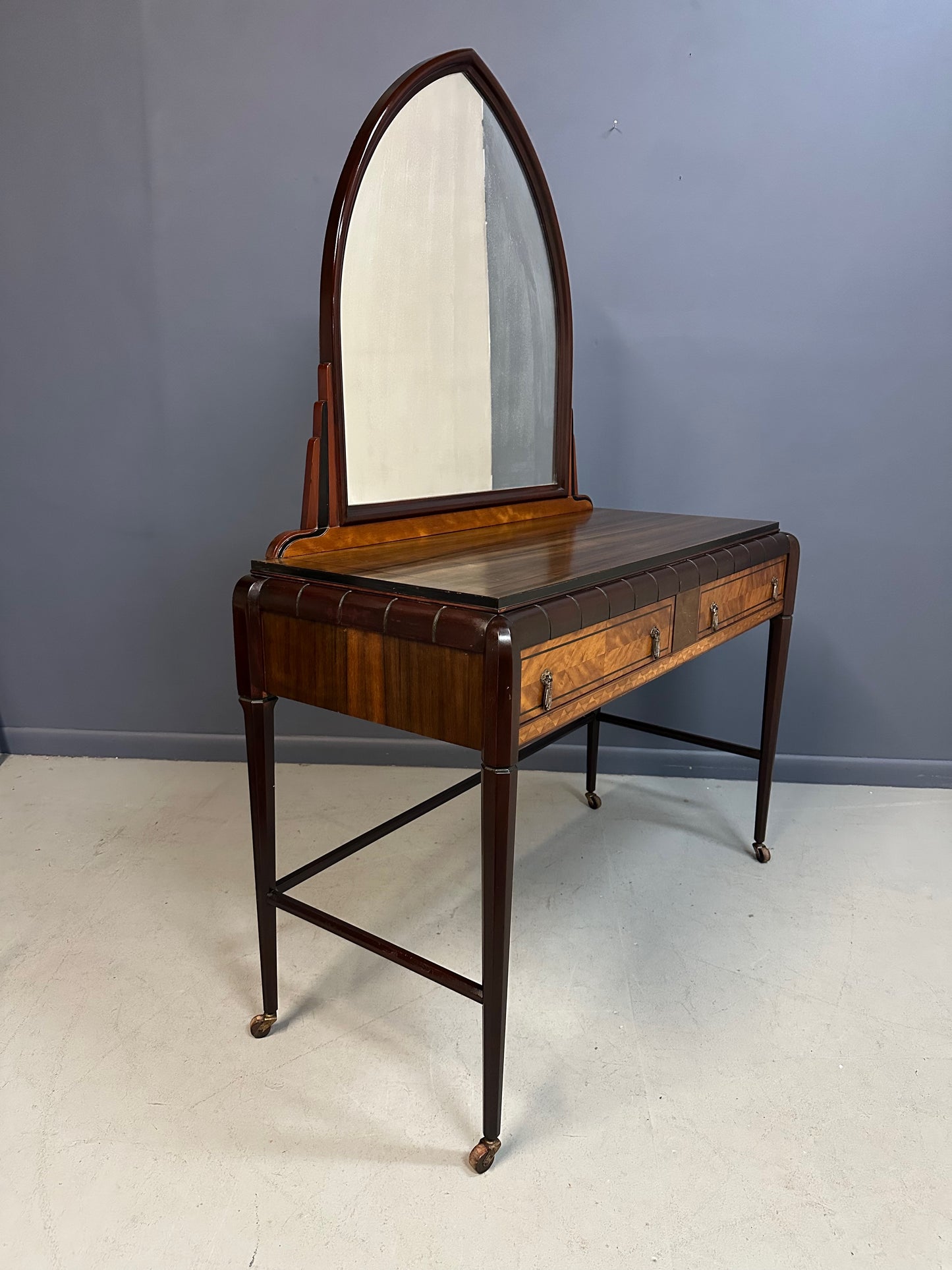 Art Deco Vanity by J.B. Van Sciver with Parquetry Inlay Donald Deskey Style