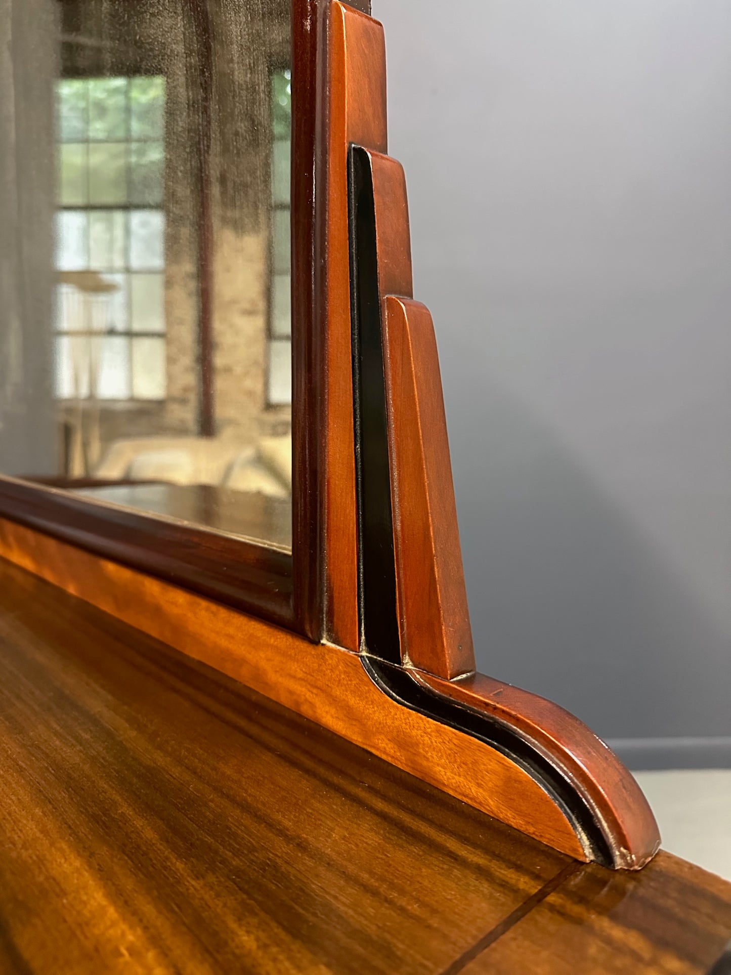 Art Deco Vanity by J.B. Van Sciver with Parquetry Inlay Donald Deskey Style