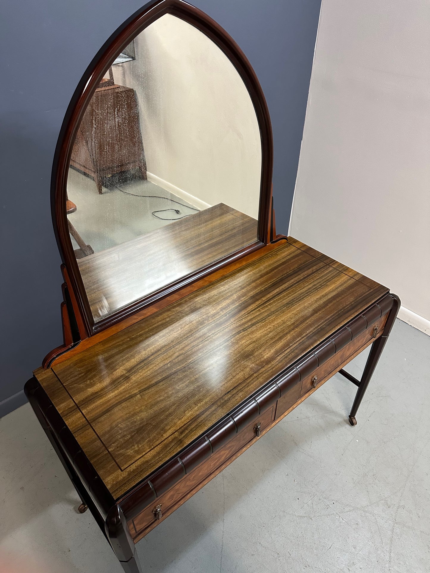 Art Deco Vanity by J.B. Van Sciver with Parquetry Inlay Donald Deskey Style