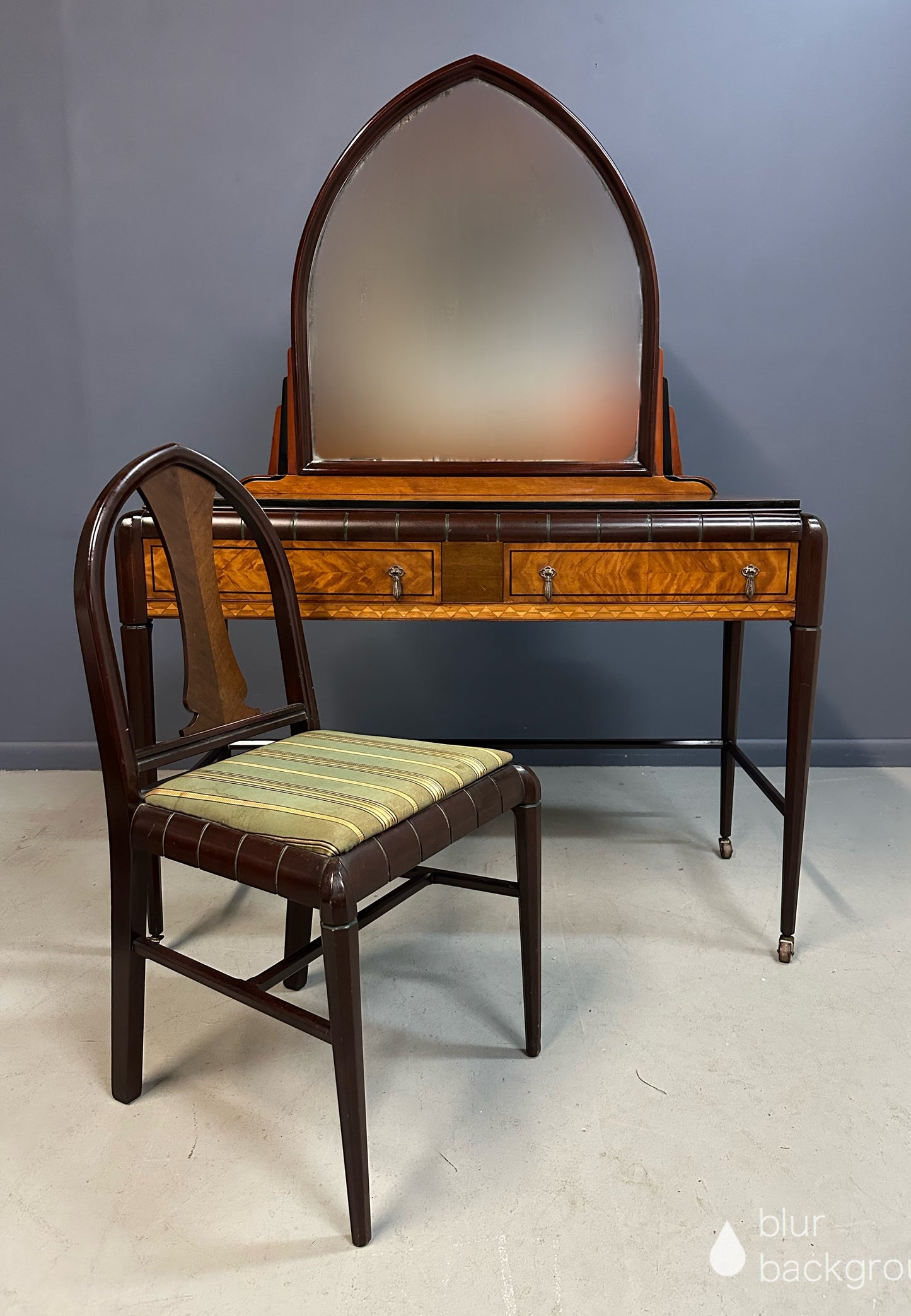 Art Deco Vanity by J.B. Van Sciver with Parquetry Inlay Donald Deskey Style