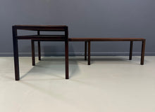 Load image into Gallery viewer, Mid-Century Dunbar Style Nesting Tables in Walnut and Ebonized Frames