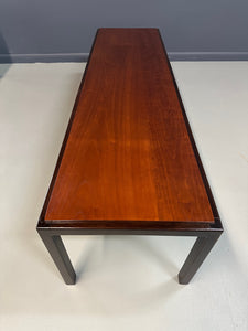 Mid-Century Dunbar Style Nesting Tables in Walnut and Ebonized Frames