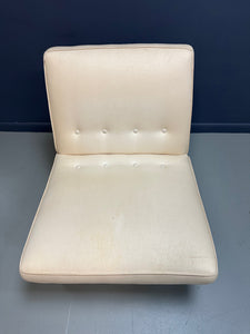 Mid-Century Jens Risom Style Slipper Chair with Upholstered Seat and Walnut Base