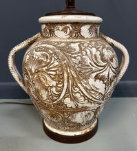 Load image into Gallery viewer, Morris Greenspan Ceramic Table Lamp with Ornamental Relief Detailing Mid Century