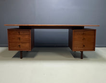 Load image into Gallery viewer, Richard Artschwager Walnut Double Pedestal Executive Desk, Mid-20th Century