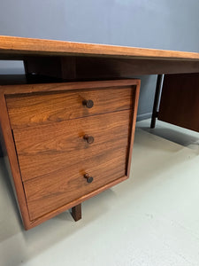 Richard Artschwager Walnut Double Pedestal Executive Desk, Mid-20th Century