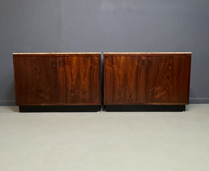 Pair of Mid Century David Parmelee Rosewood Chests for Founders with Marble Tops