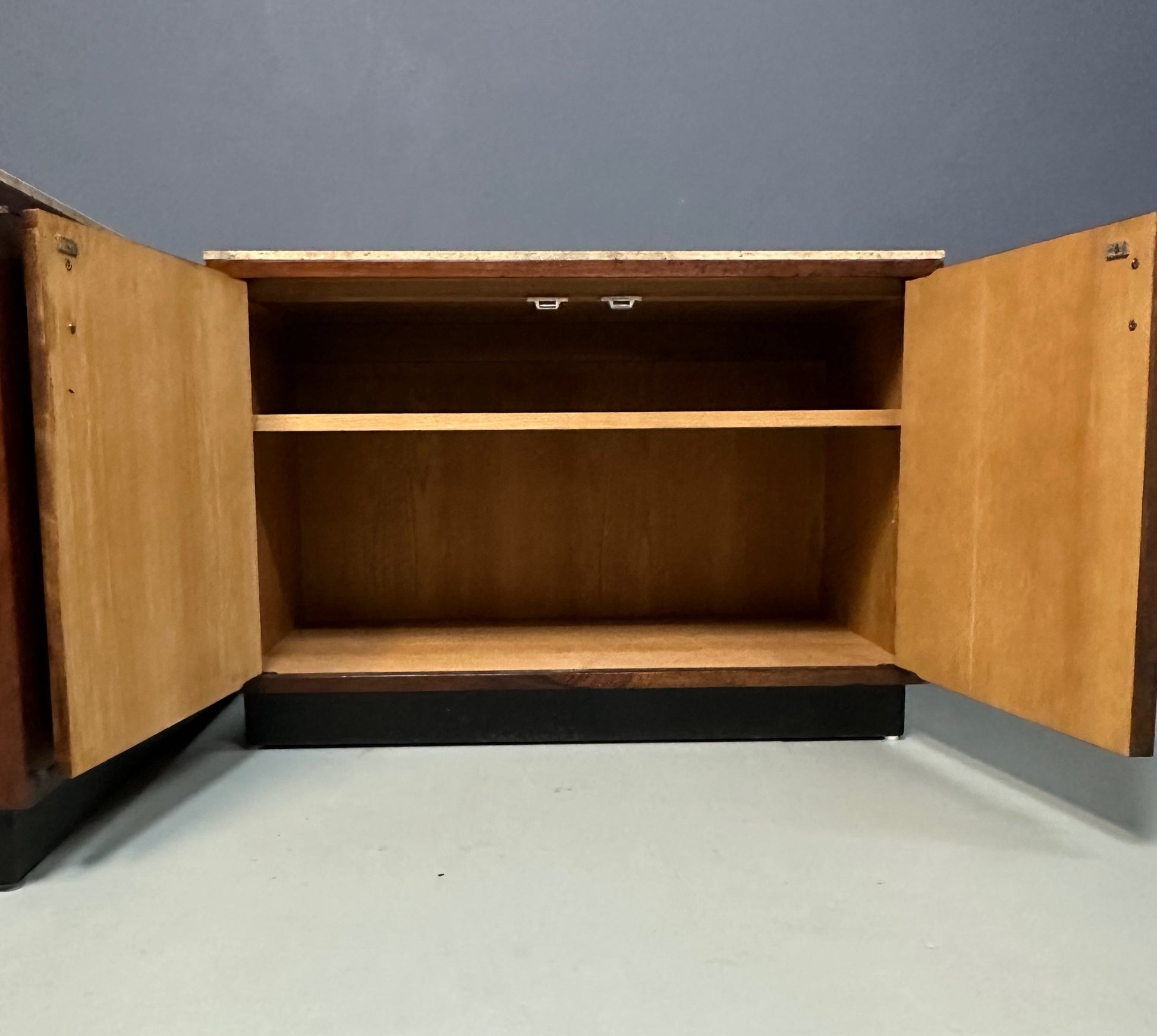 Pair of Mid Century David Parmelee Rosewood Chests for Founders with Marble Tops