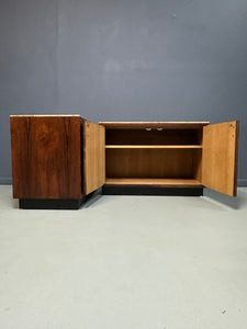 Pair of Mid Century David Parmelee Rosewood Chests for Founders with Marble Tops