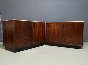 Pair of Mid Century David Parmelee Rosewood Chests for Founders with Marble Tops
