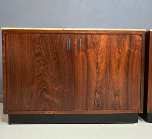 Pair of Mid Century David Parmelee Rosewood Chests for Founders with Marble Tops