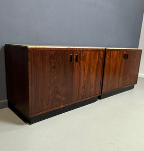 Pair of Mid Century David Parmelee Rosewood Chests for Founders with Marble Tops