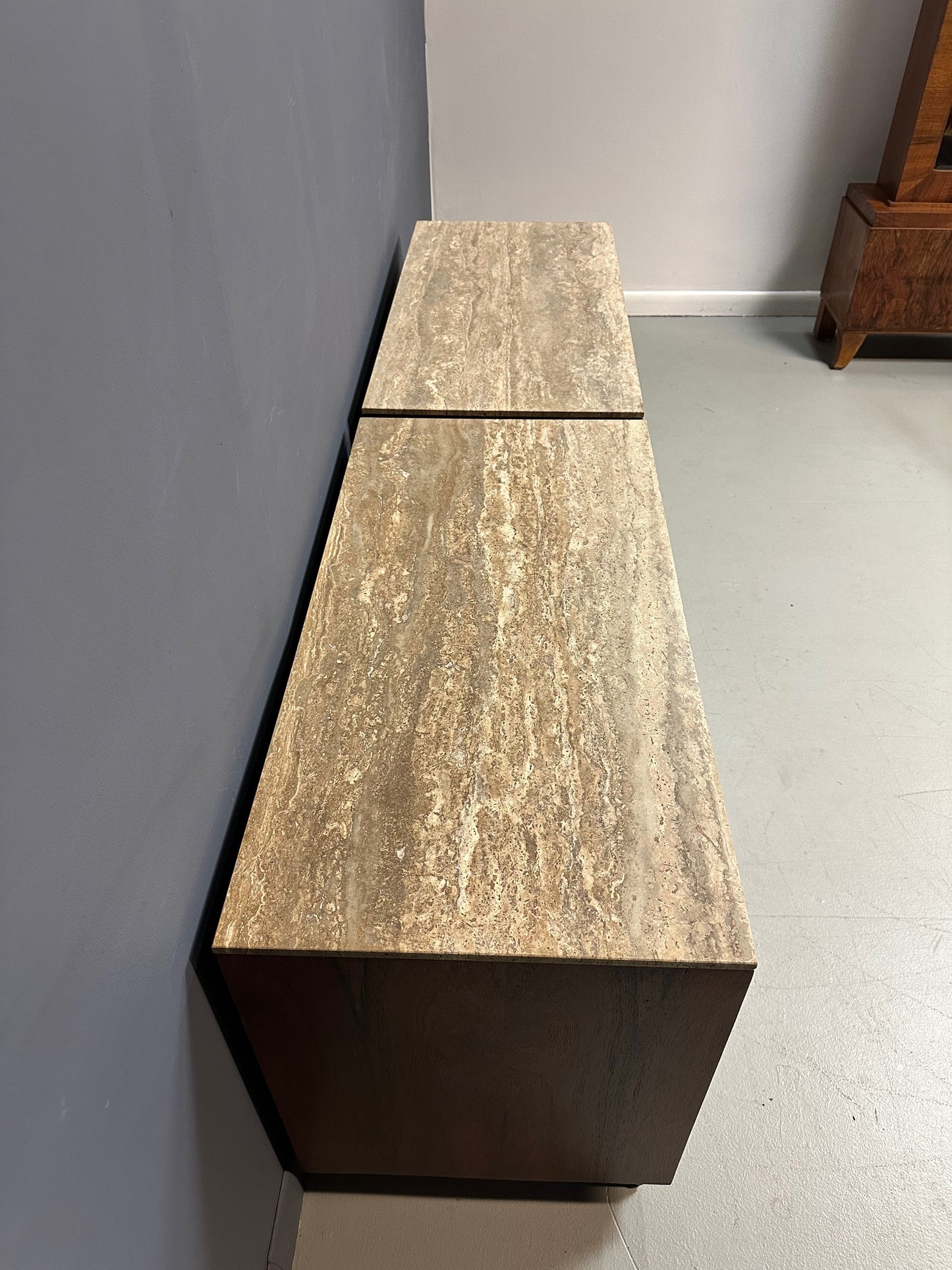 Pair of Mid Century David Parmelee Rosewood Chests for Founders with Marble Tops
