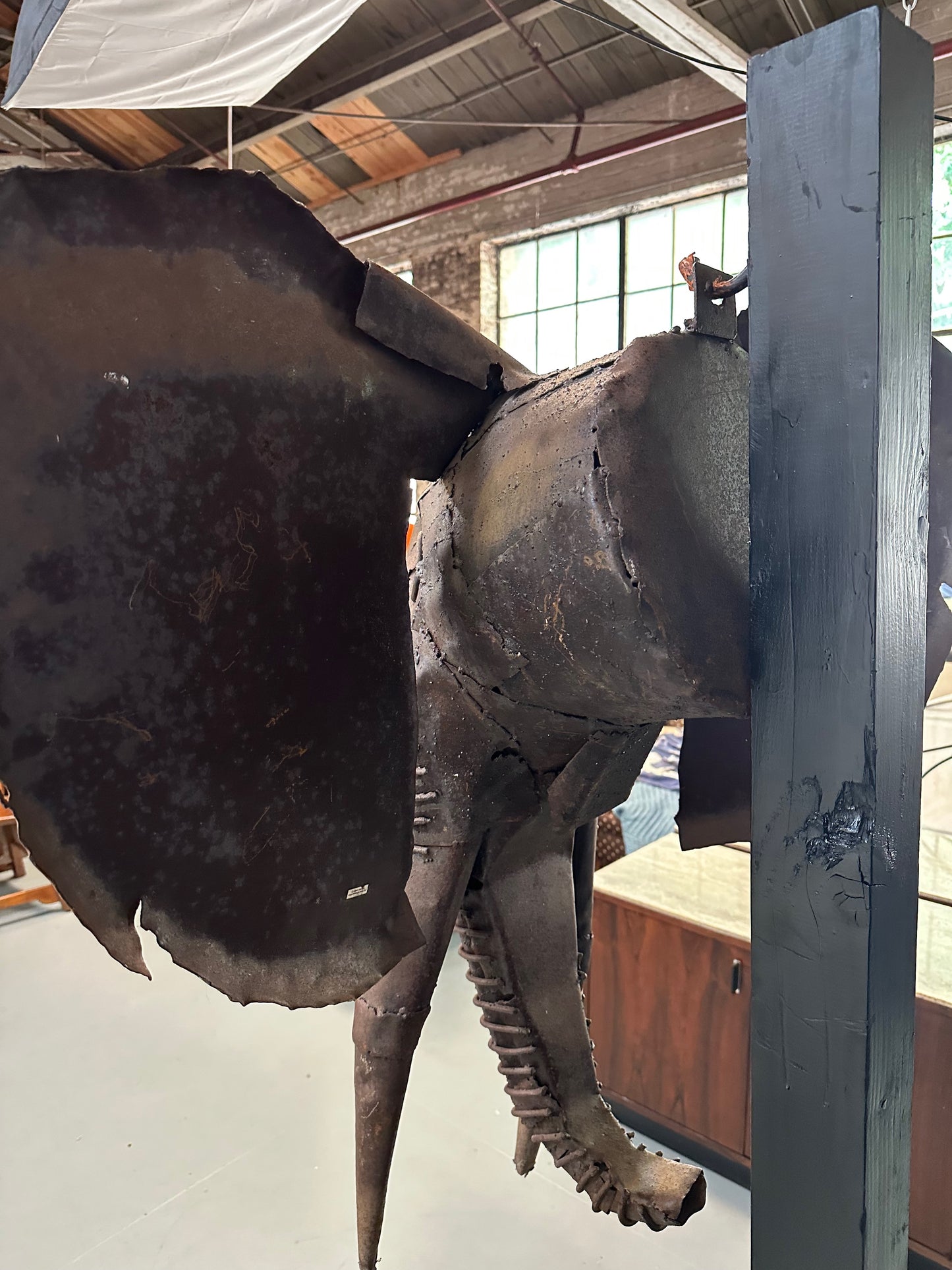 Metal Elephant Head Sculpture by by Renown Kenyan Artist Kioko Mwitiki