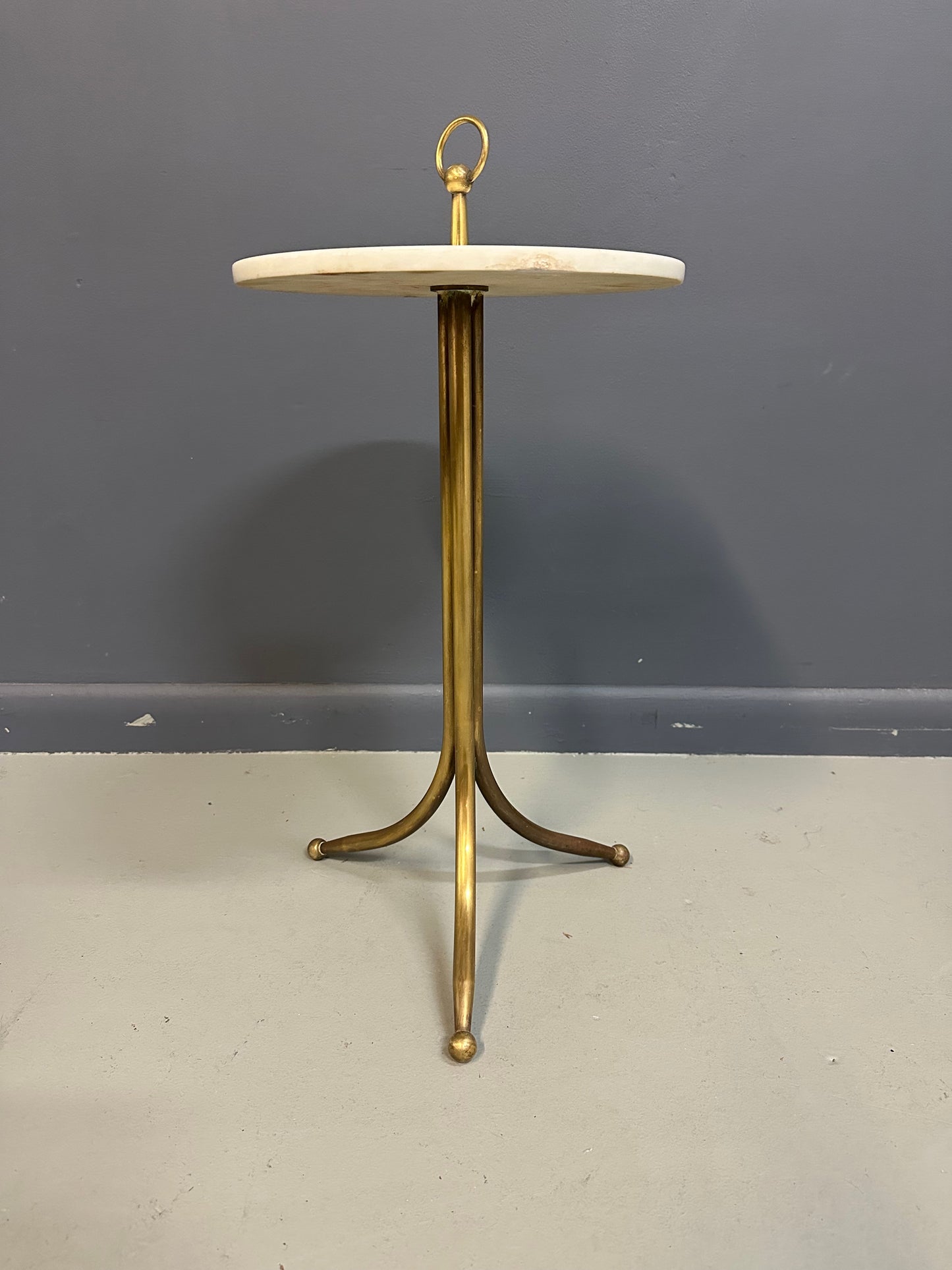 1950s Italian Cesare Lacca Brass and Marble Drinks Table Mid Century