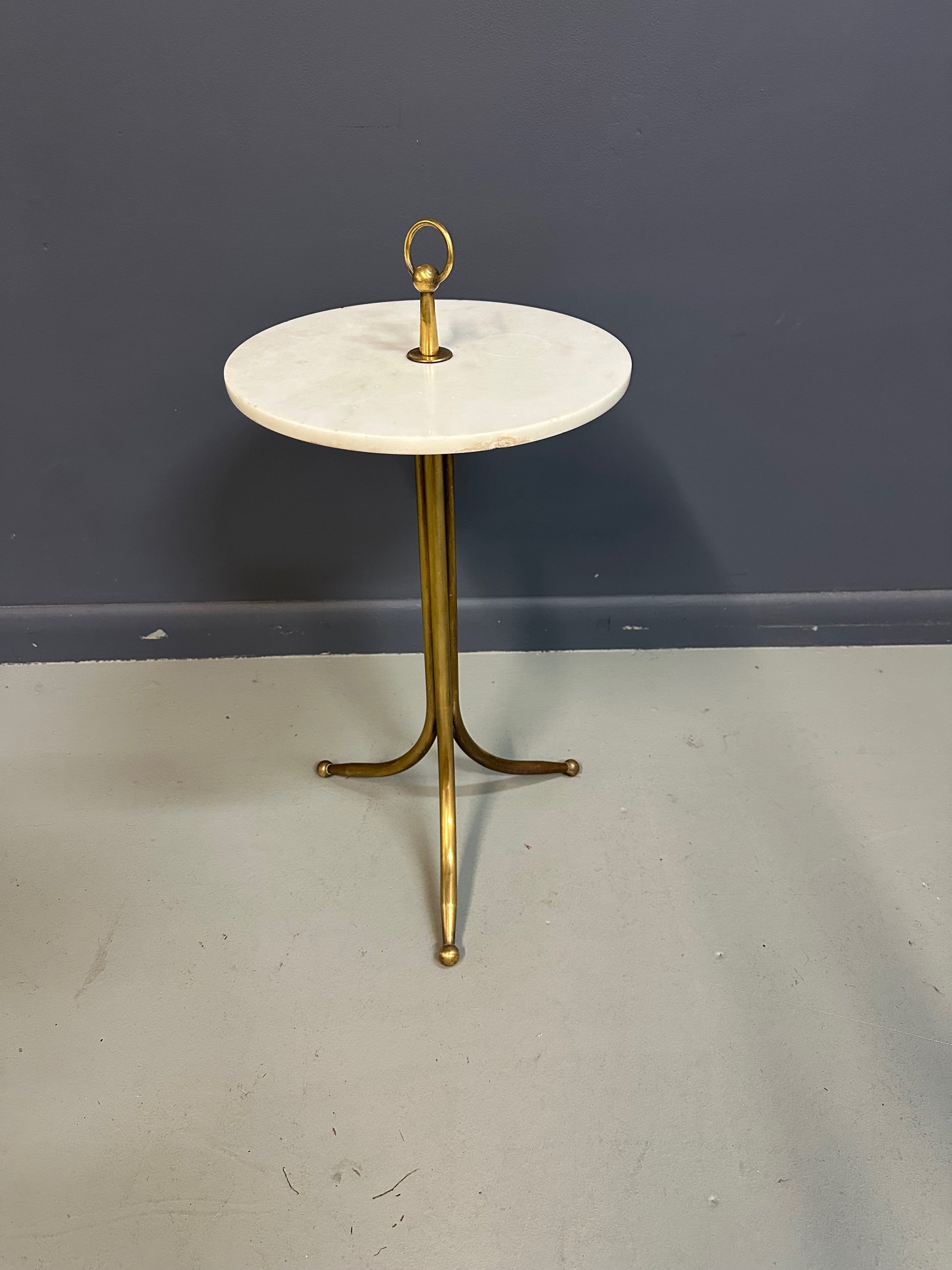 1950s Italian Cesare Lacca Brass and Marble Drinks Table Mid Century