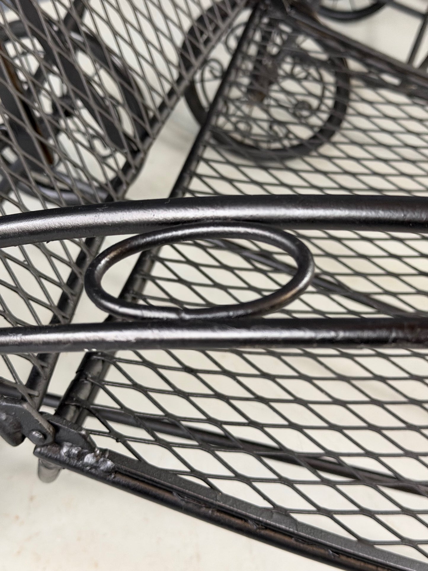 Trio of Mid Century Iron Mesh Chaise Lounges in the Style of Salterini