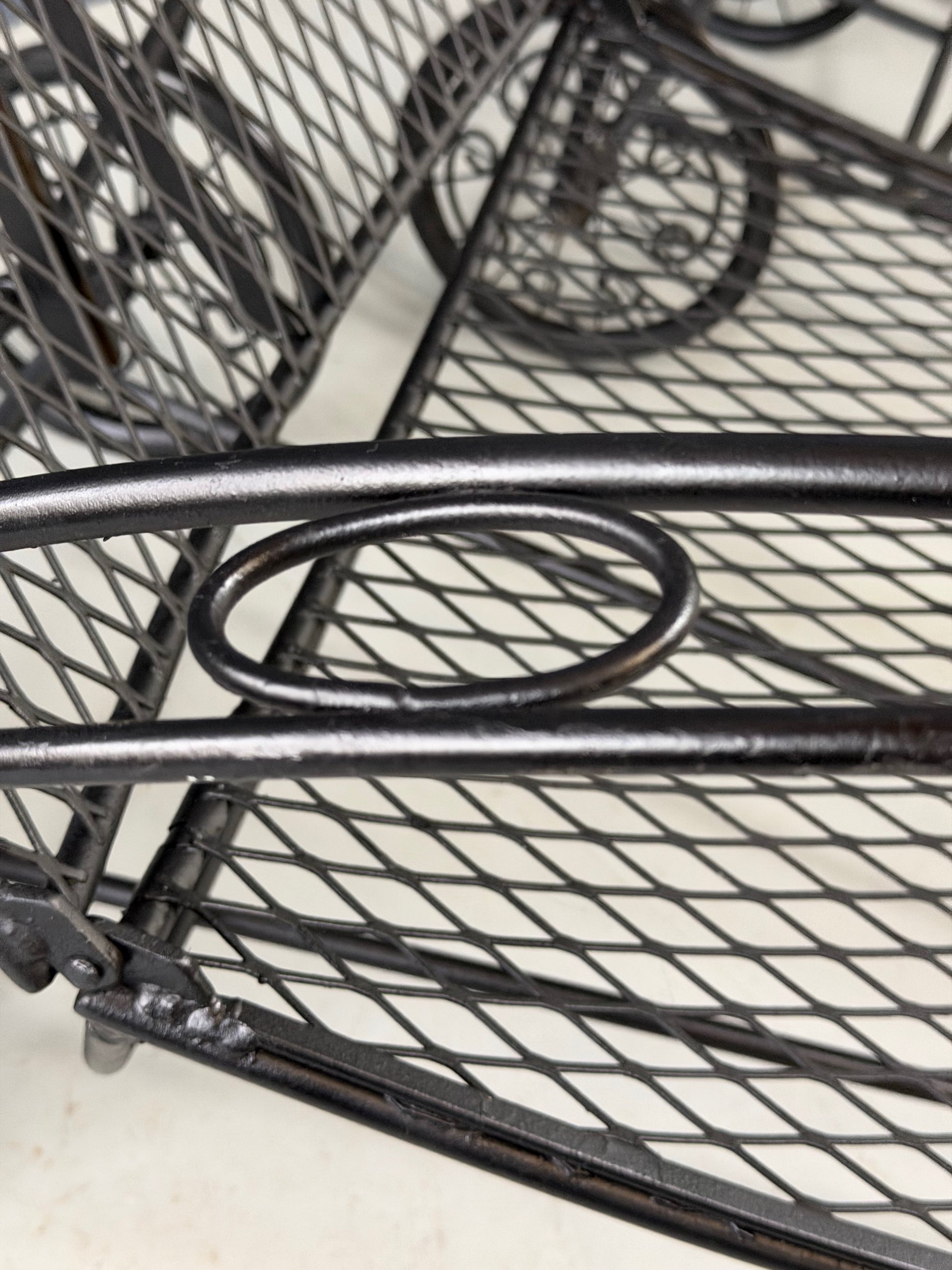 Trio of Mid Century Iron Mesh Chaise Lounges in the Style of Salterini