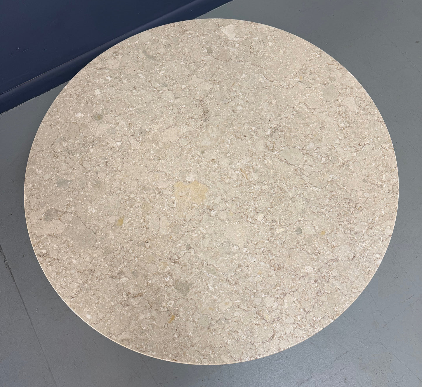 Henredon Mid-Century Fossil Stone Coffee Table with Pedestal Base