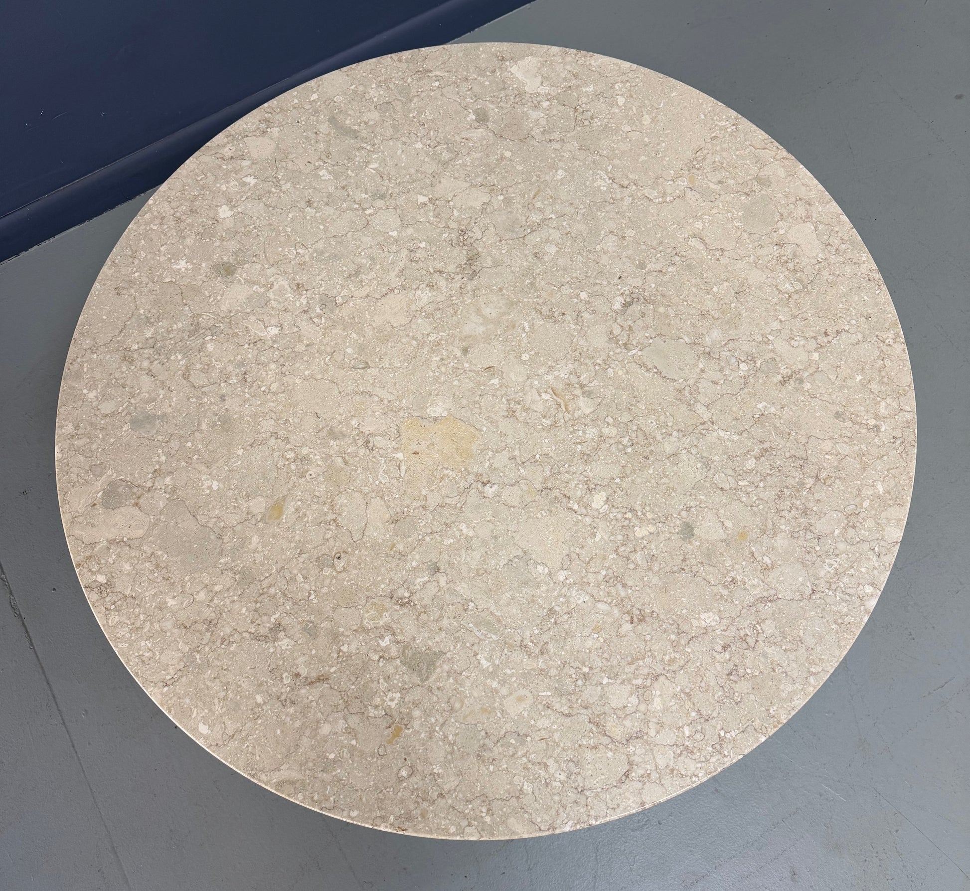 Henredon Mid-Century Fossil Stone Coffee Table with Pedestal Base