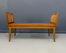 Load image into Gallery viewer, Mid-Century Fine Arts Furniture Cane Bench in Blond Mahogany
