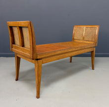 Load image into Gallery viewer, Mid-Century Fine Arts Furniture Cane Bench in Blond Mahogany