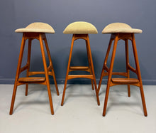Load image into Gallery viewer, Trio of Model OD-61 Bar Stools by Erik Buch for O.D. Mobler, Denmark, c. 1960&#39;s