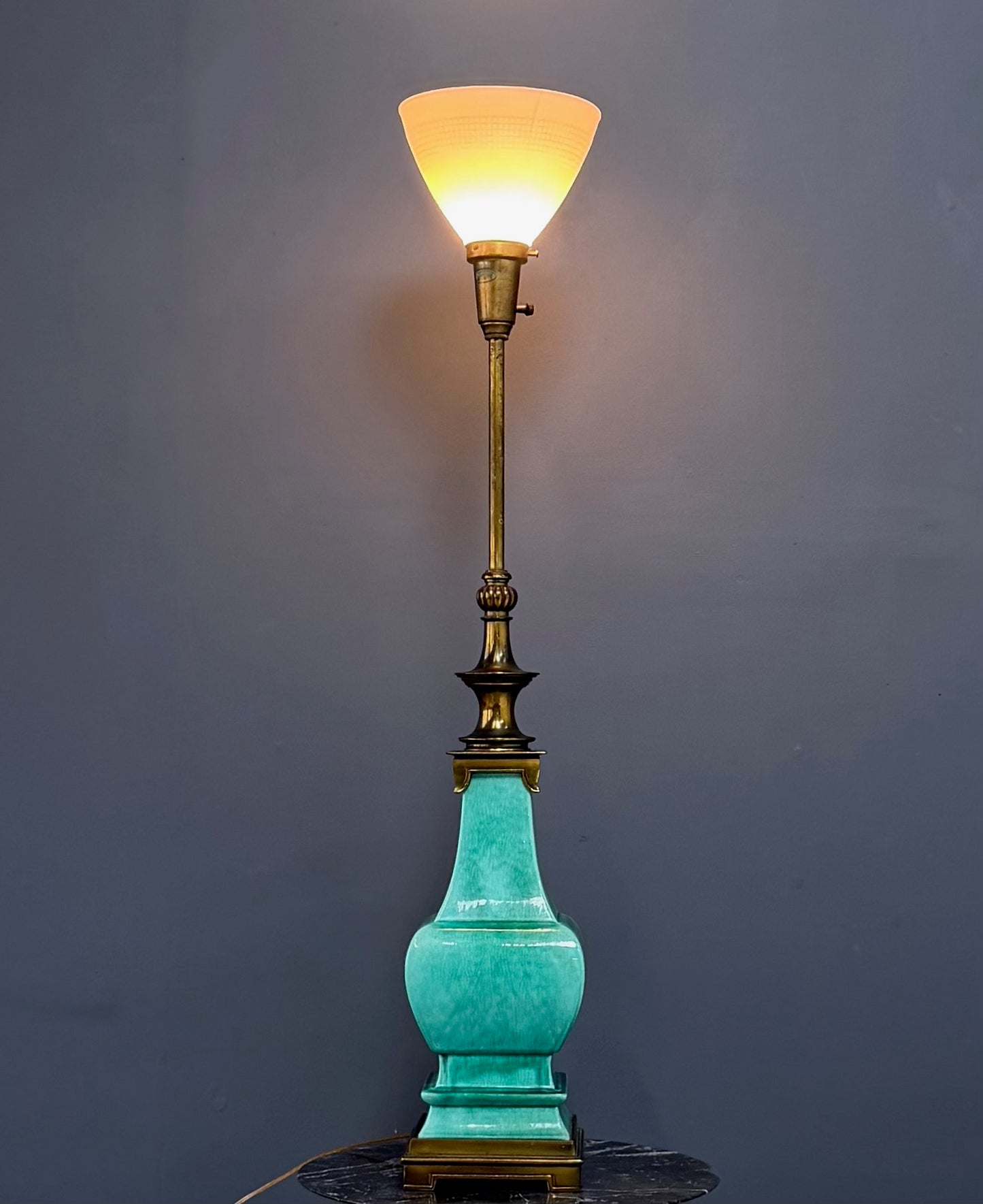 Impressive Ceramic and Brass Table Lamp by Edwin Cole for Stiffel