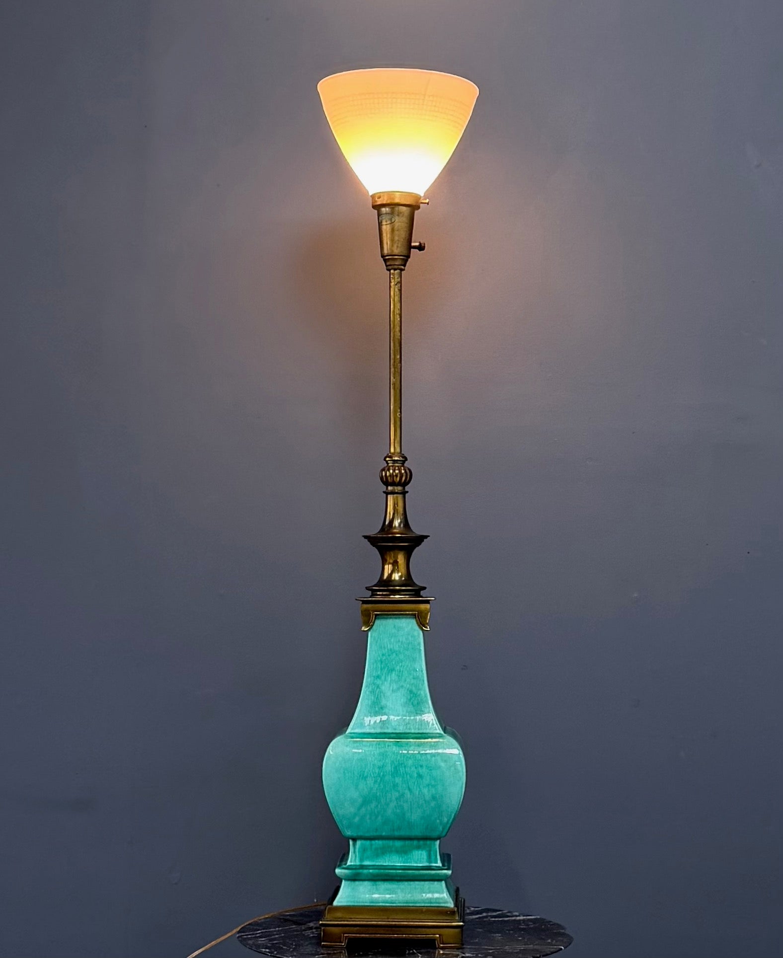 Impressive Ceramic and Brass Table Lamp by Edwin Cole for Stiffel