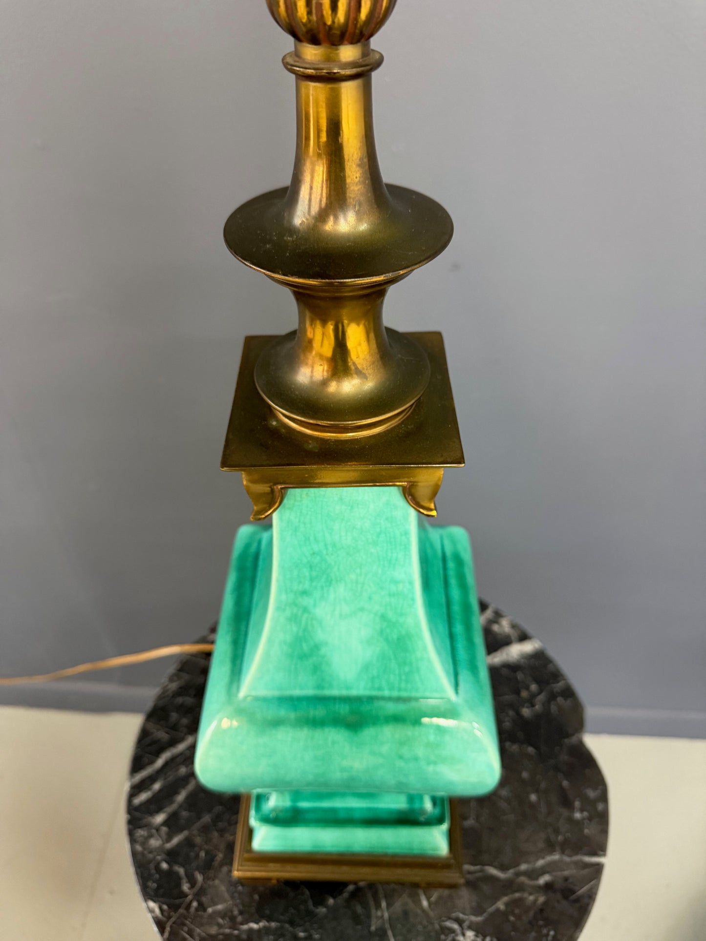 Impressive Ceramic and Brass Table Lamp by Edwin Cole for Stiffel