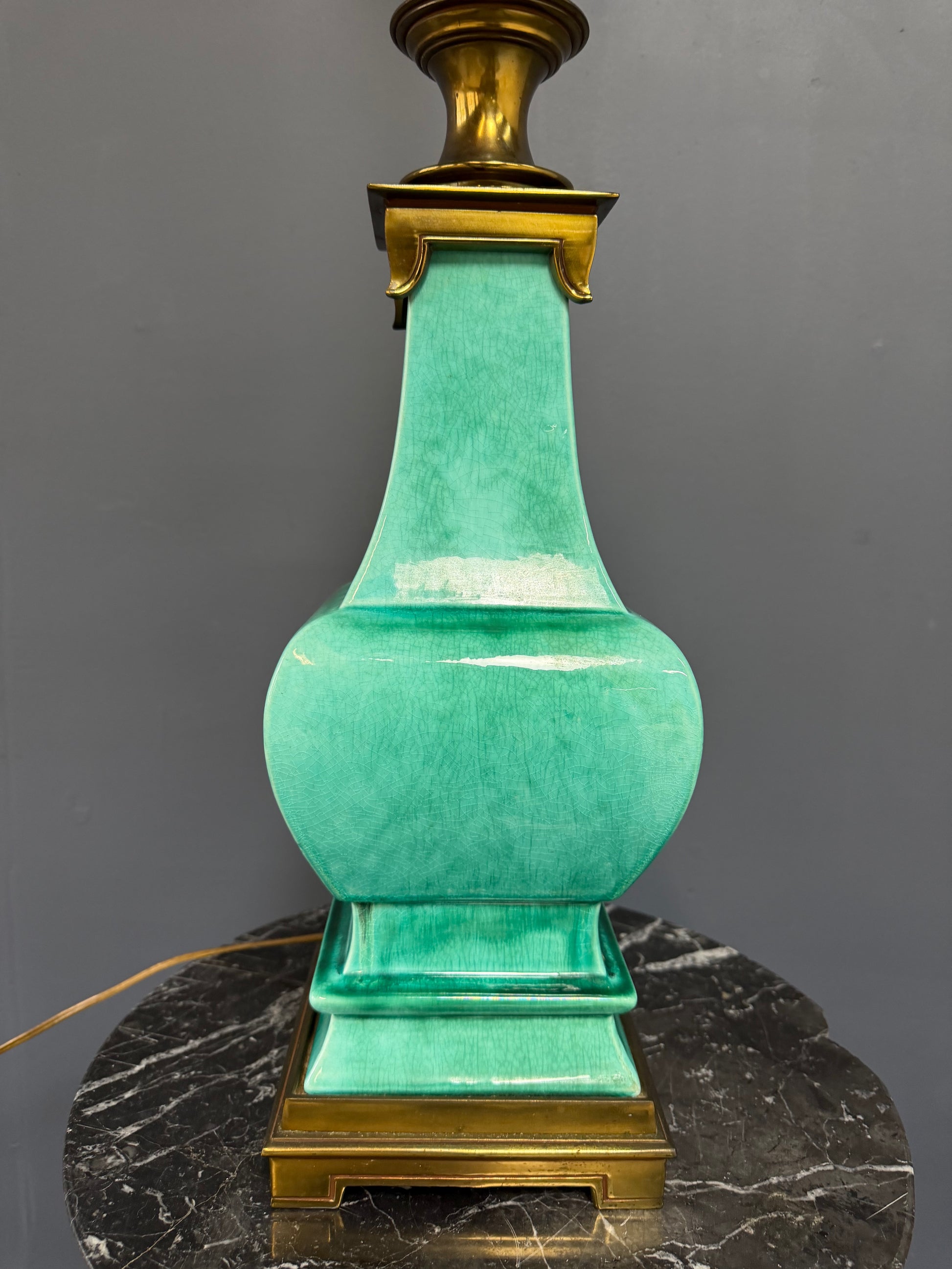 Impressive Ceramic and Brass Table Lamp by Edwin Cole for Stiffel