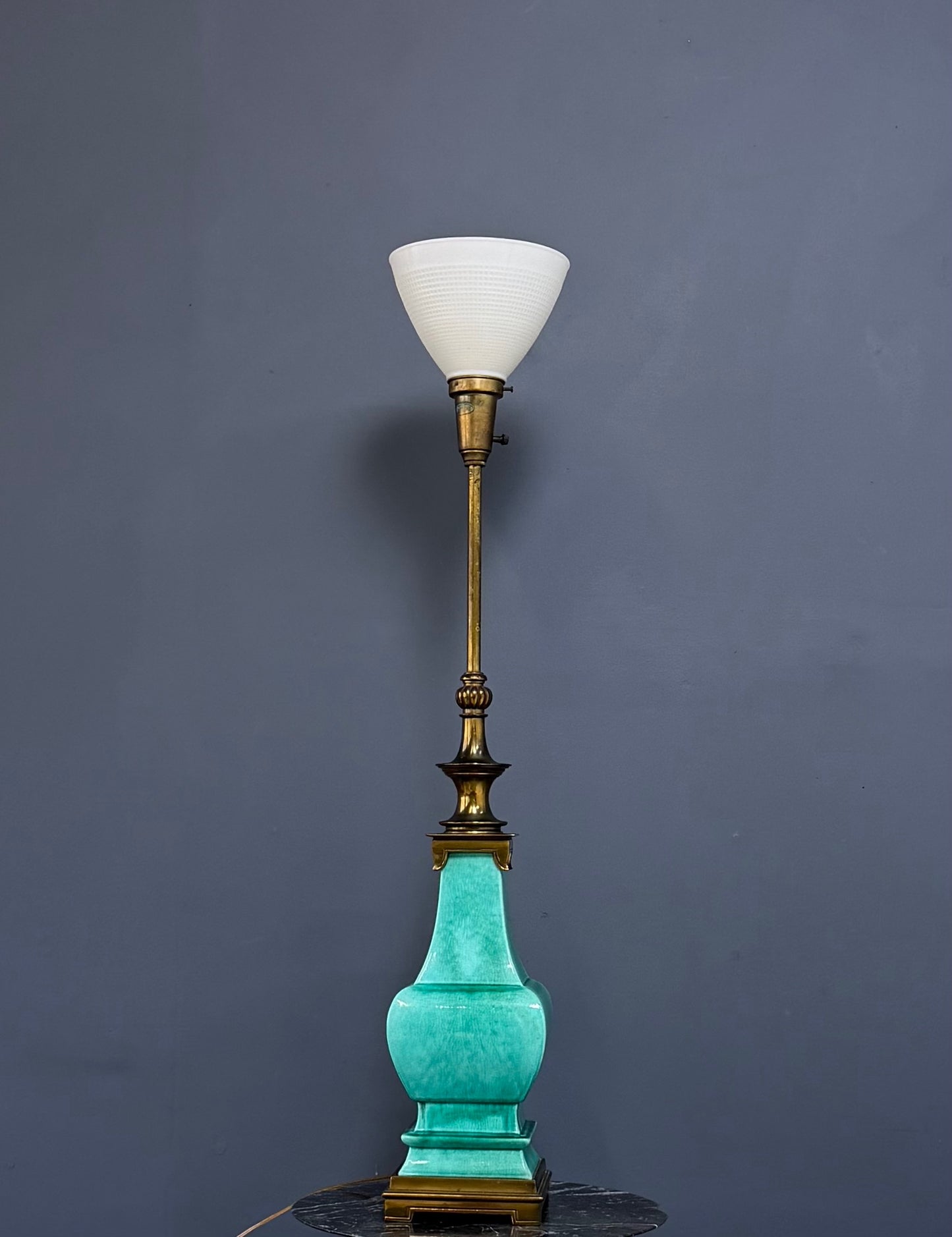 Impressive Ceramic and Brass Table Lamp by Edwin Cole for Stiffel