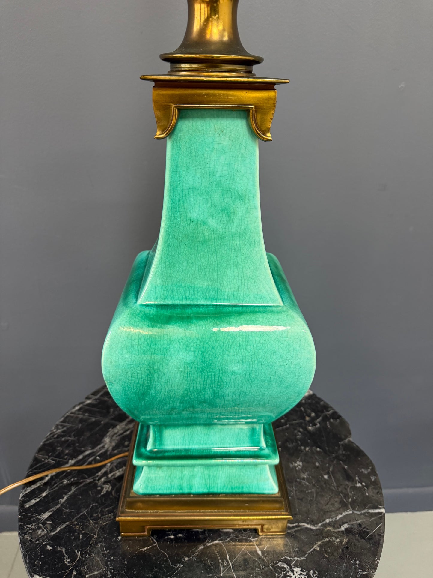 Impressive Ceramic and Brass Table Lamp by Edwin Cole for Stiffel