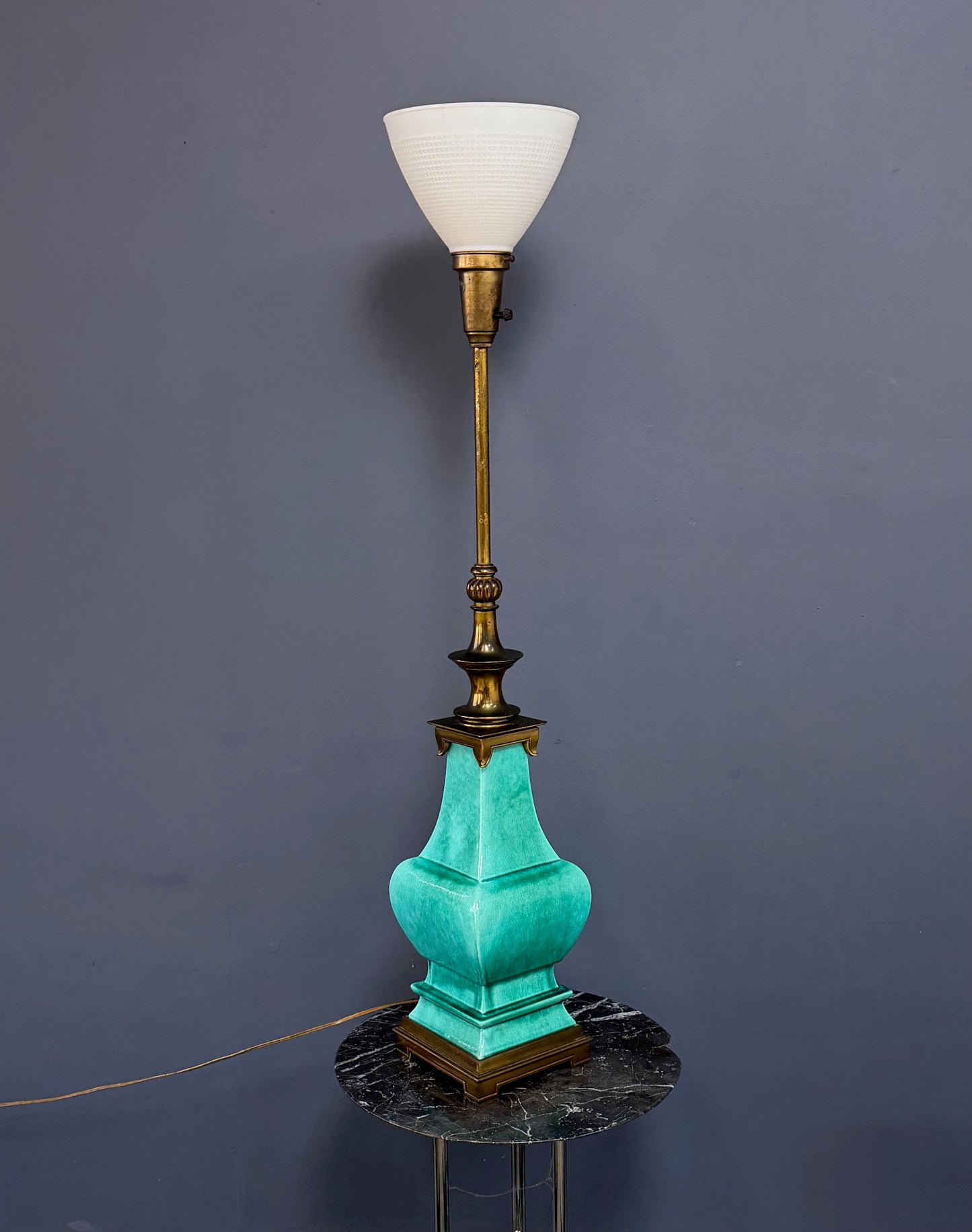 Impressive Ceramic and Brass Table Lamp by Edwin Cole for Stiffel