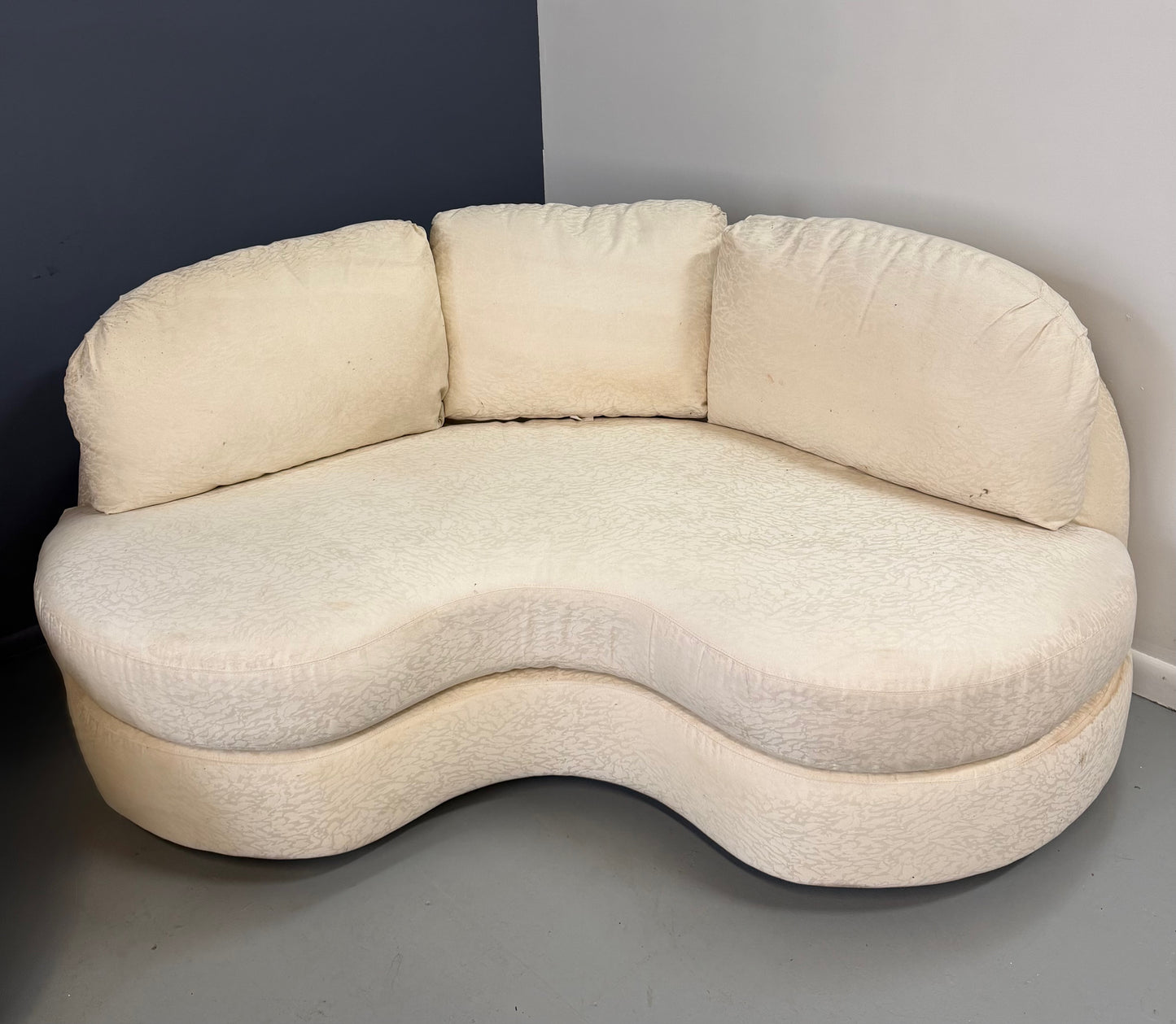 SOLD – Pair of Custom 1980s Curved Loveseats for Classic Gallery Mid Century