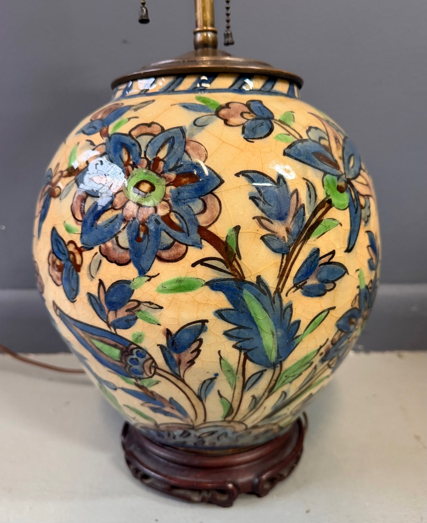 Middle Eastern Qajar Vase Converted to a Table Lamp, Late 1800s to Early 1900s