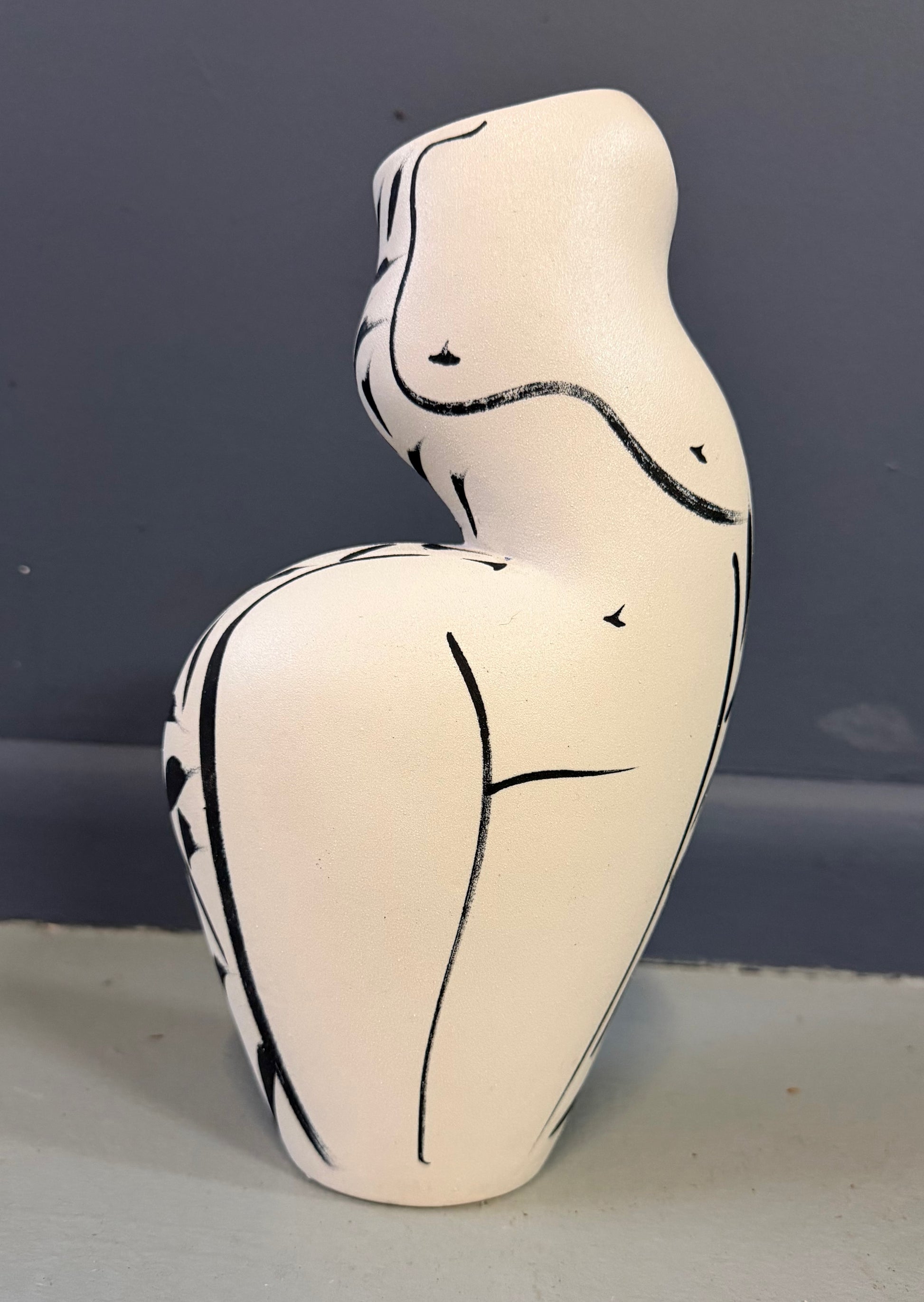 2000s Ceramic Vase with a Woman’s Figure by Donna Polseno Mid Century