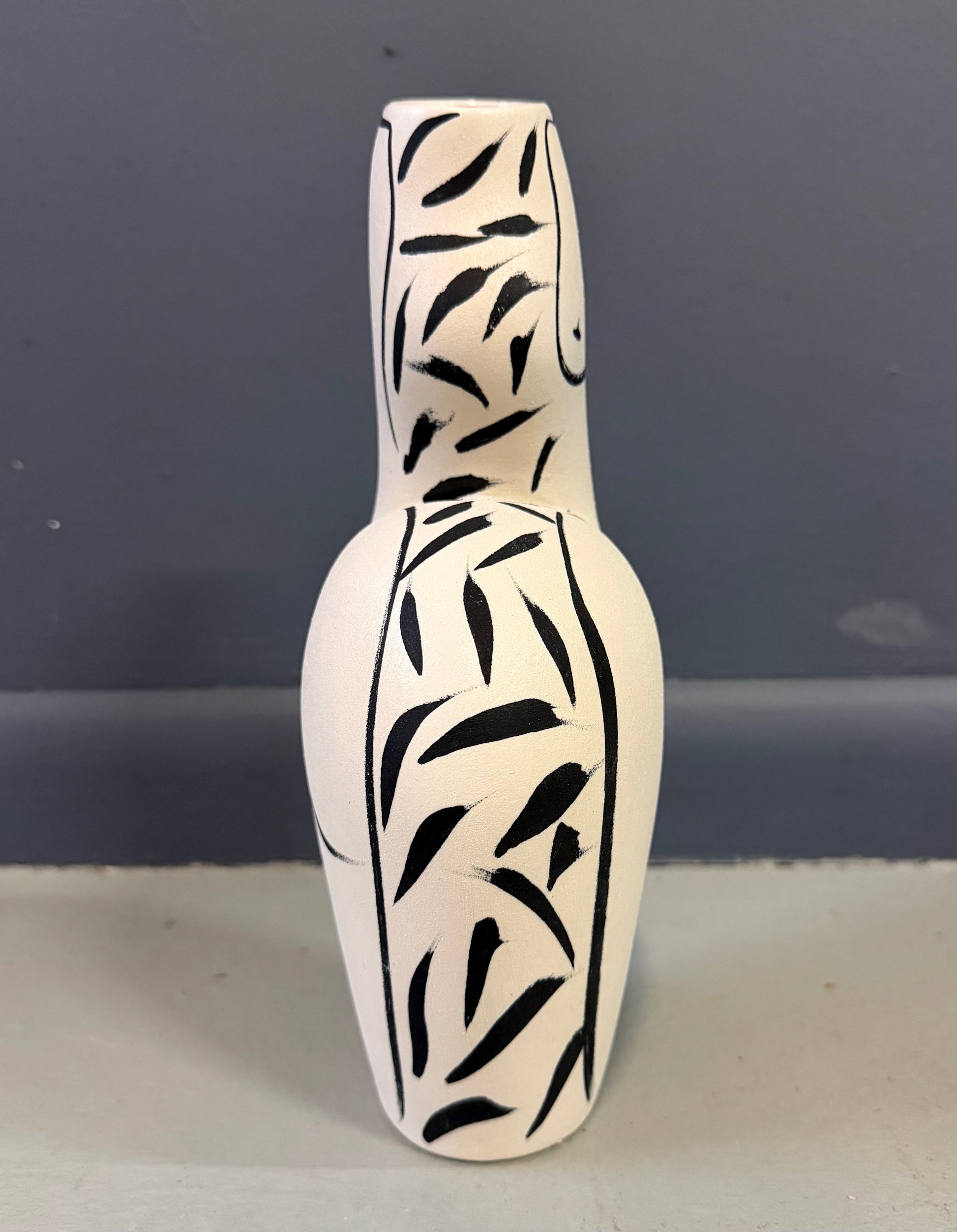 2000s Ceramic Vase with a Woman’s Figure by Donna Polseno Mid Century