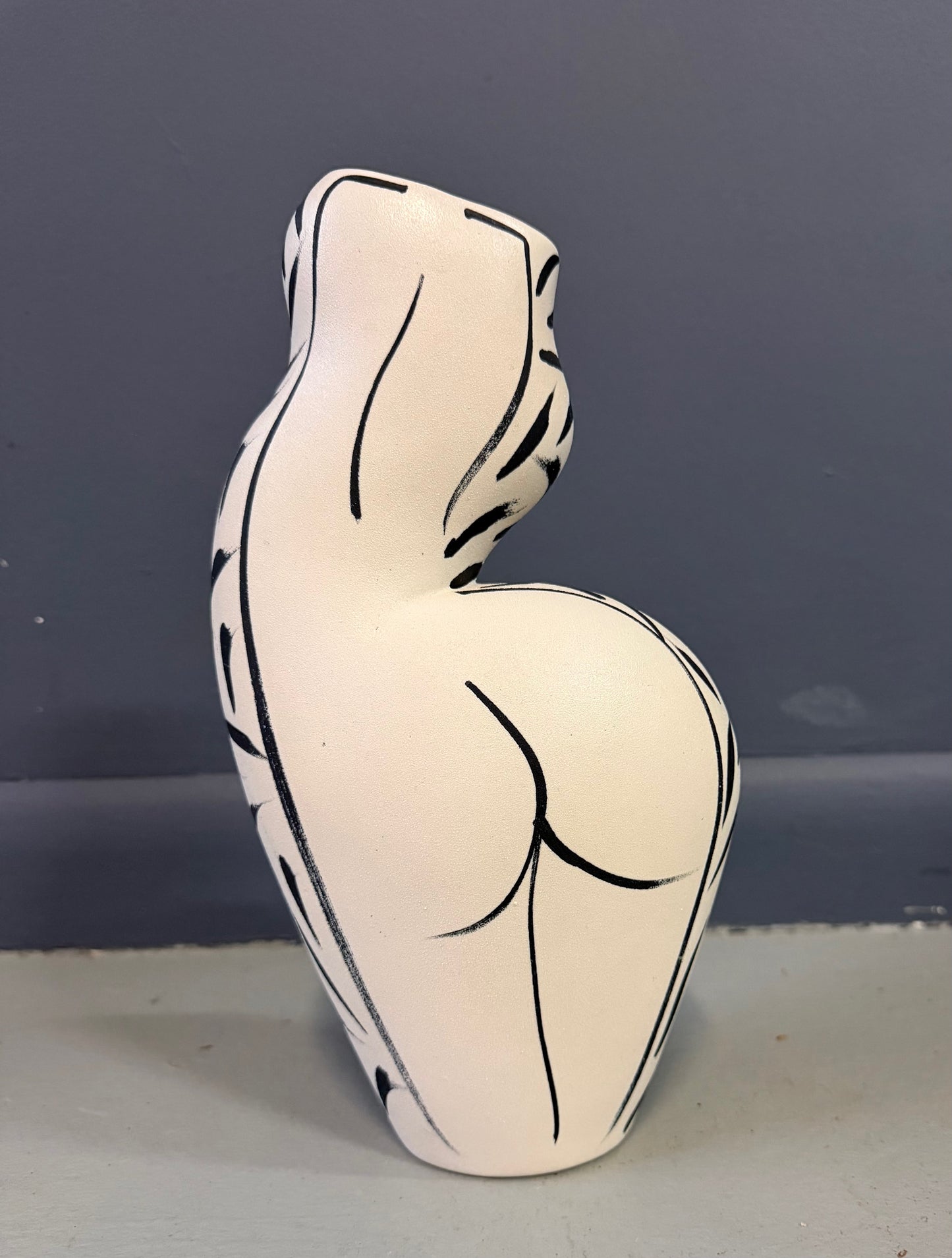 2000s Ceramic Vase with a Woman’s Figure by Donna Polseno Mid Century