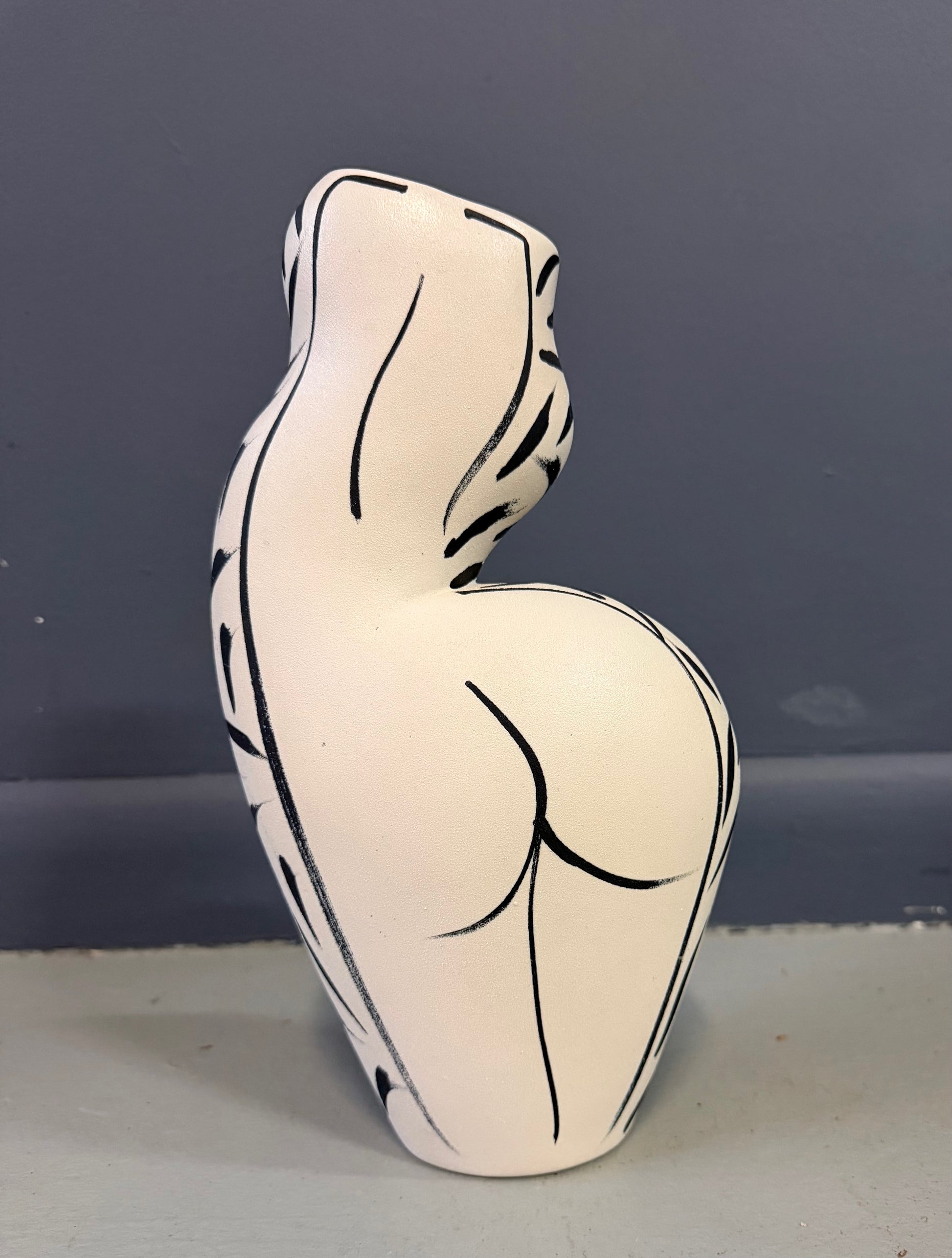 2000s Ceramic Vase with a Woman’s Figure by Donna Polseno Mid Century