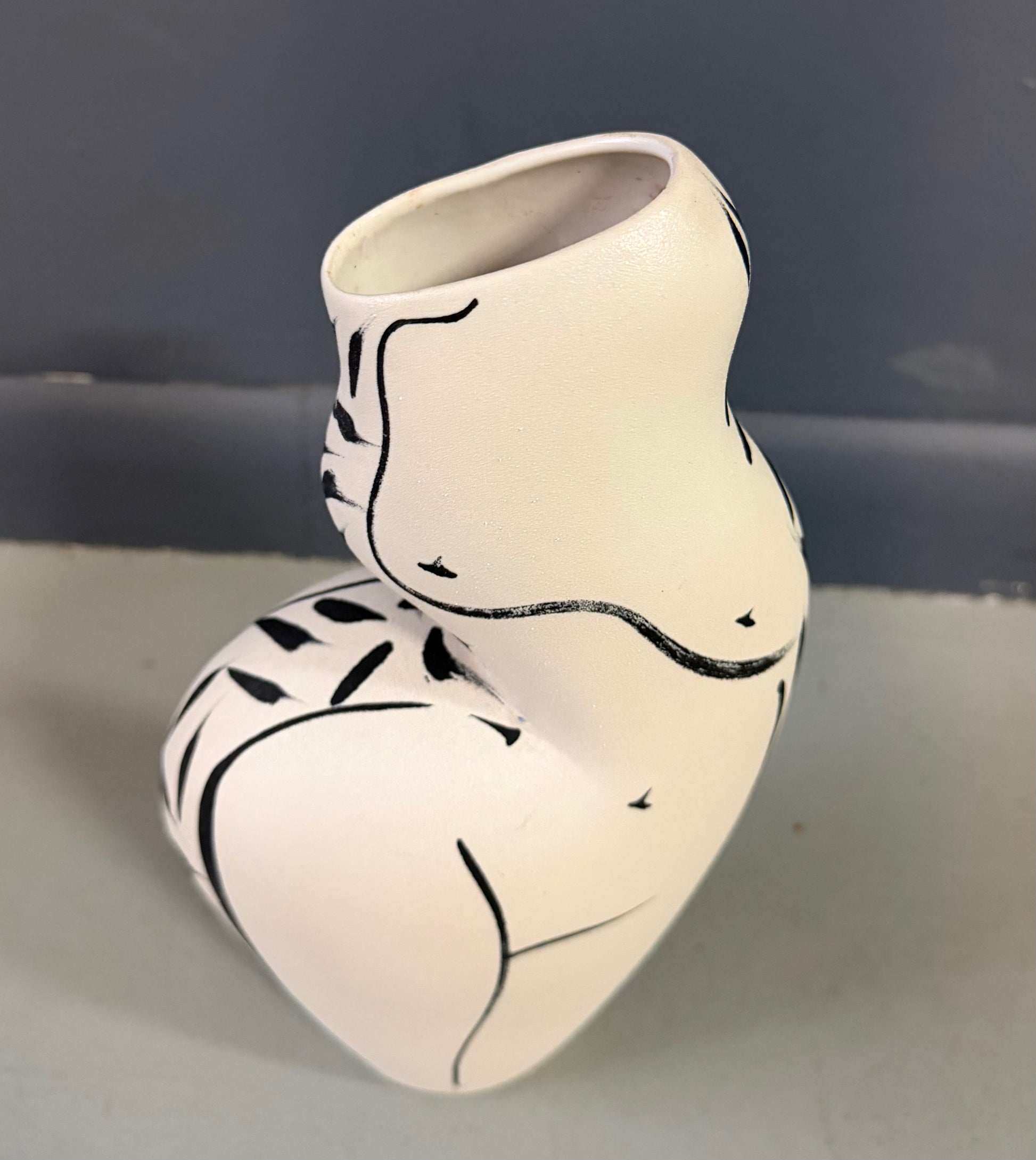 2000s Ceramic Vase with a Woman’s Figure by Donna Polseno Mid Century