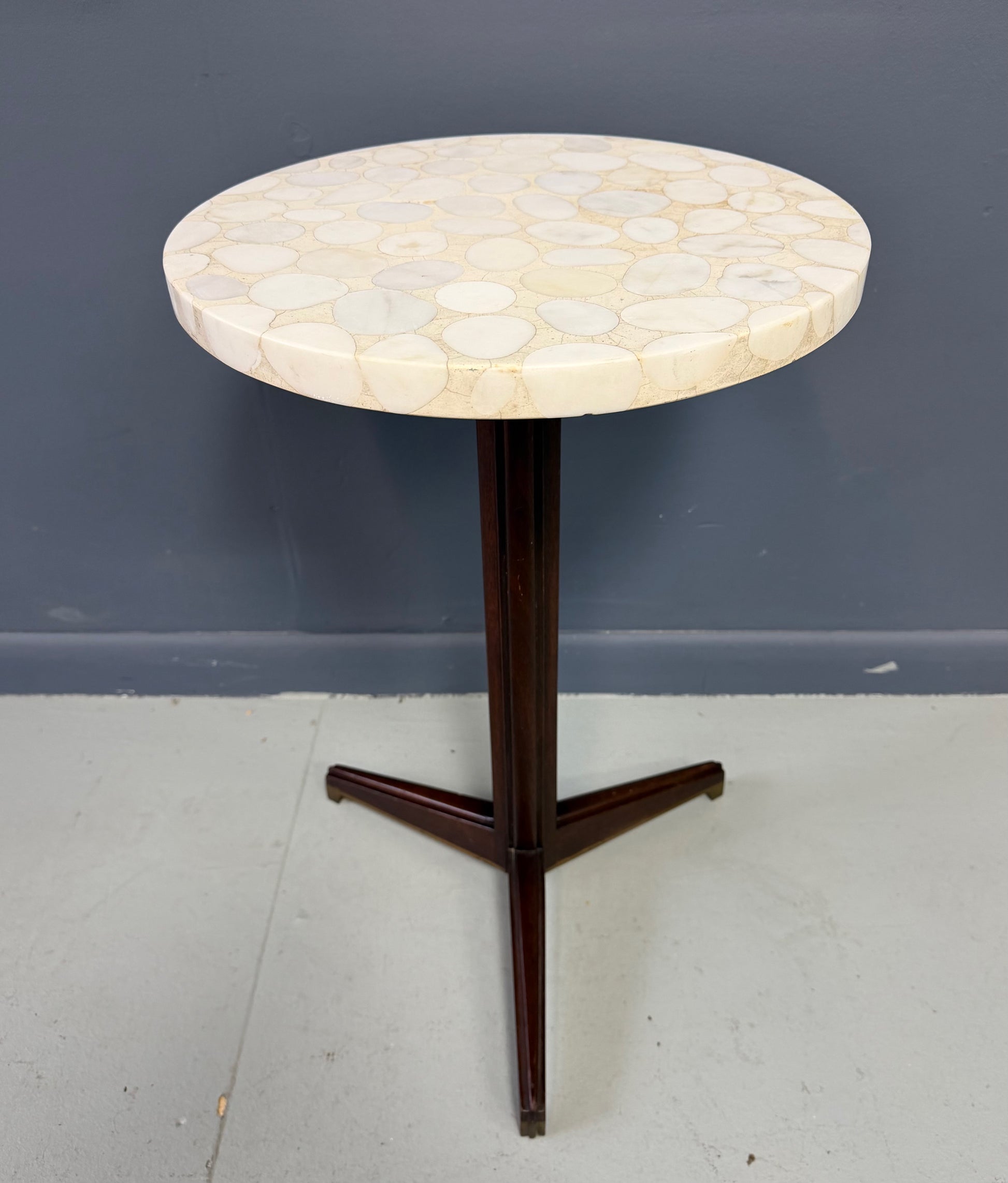Edward Wormley Model #5928 “A” Table for Dunbar, Walnut, Brass, and Terrazzo Top