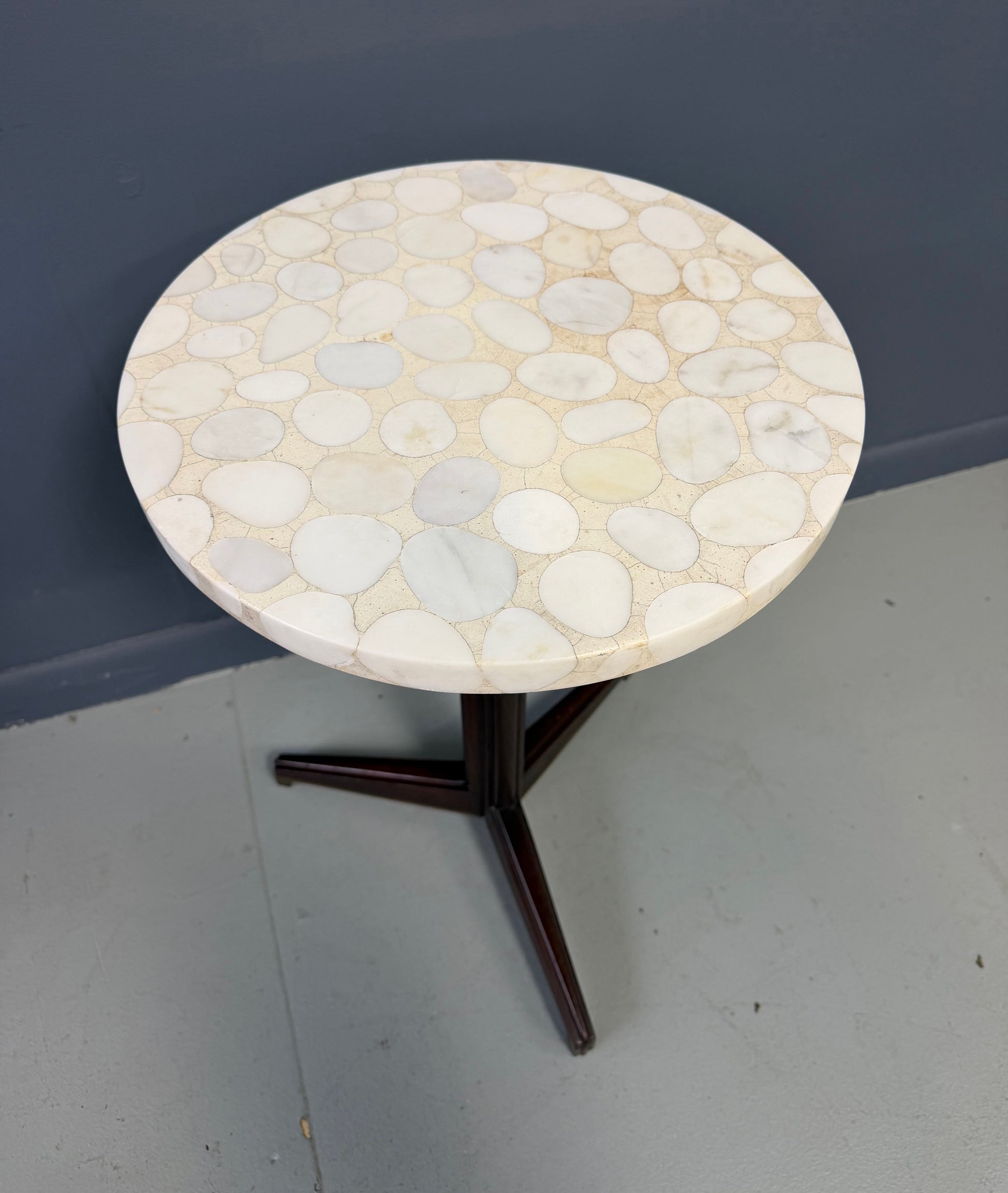 Edward Wormley Model #5928 “A” Table for Dunbar, Walnut, Brass, and Terrazzo Top