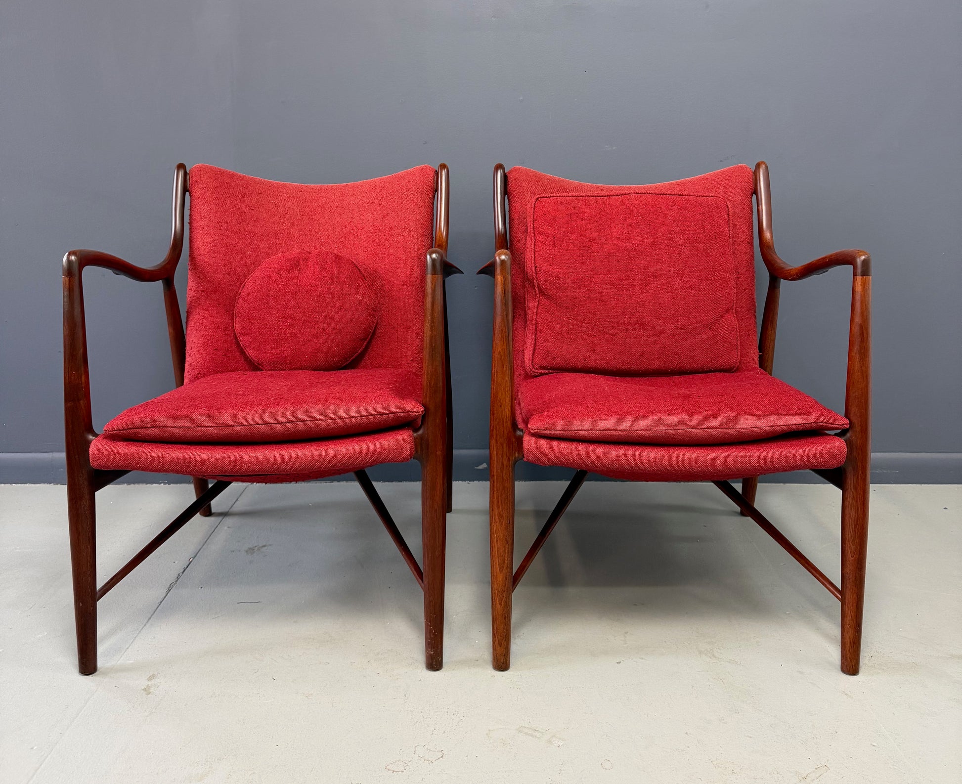 Pair of Finn Juhl NV #45 Chairs in Walnut by Baker Circa 1955 Mid Century