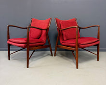 Load image into Gallery viewer, Pair of Finn Juhl NV #45 Chairs in Walnut by Baker Circa 1955 Mid Century