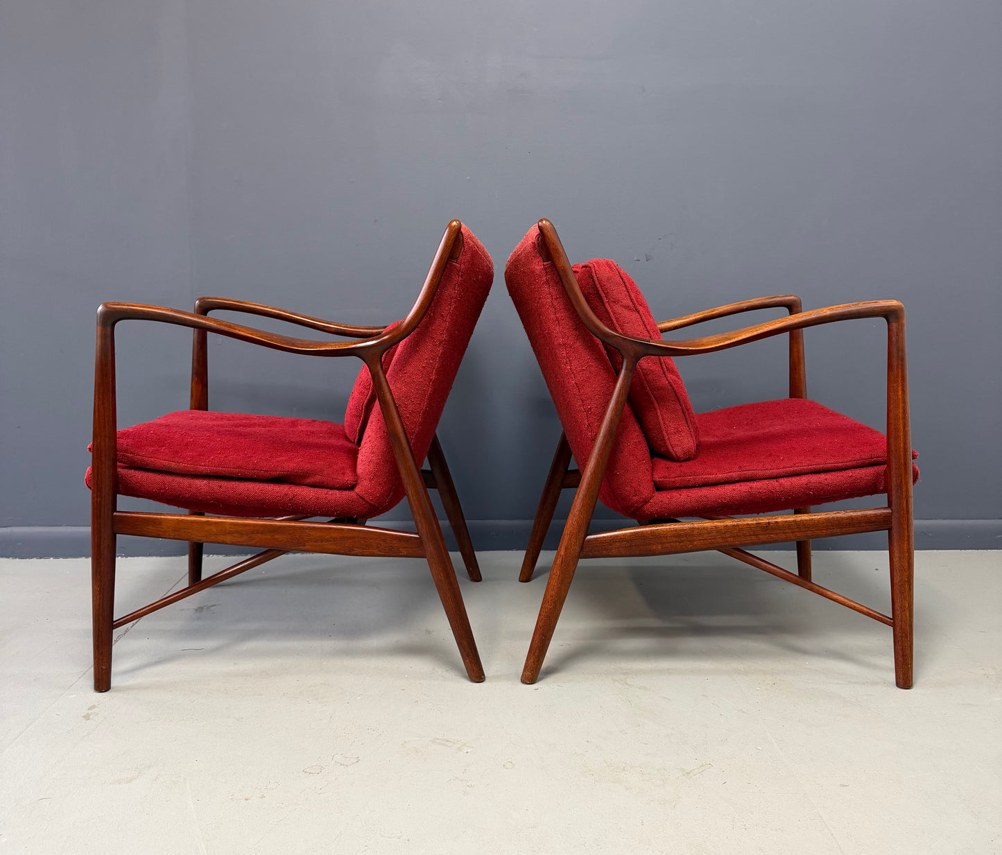 Pair of Finn Juhl NV #45 Chairs in Walnut by Baker Circa 1955 Mid Century